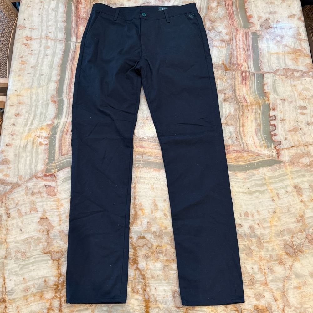 AG Adriano Goldschmied Green Label Mens Chino Pants Black Flat Front‎ Size 33R